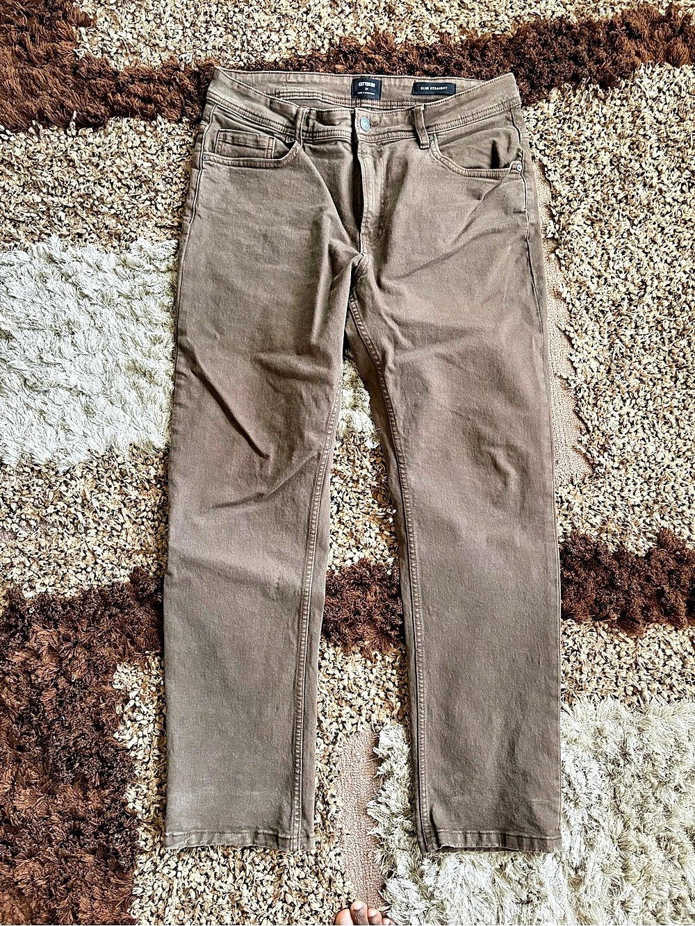Cotton On Slim Straight Pants in Brown Waist 34